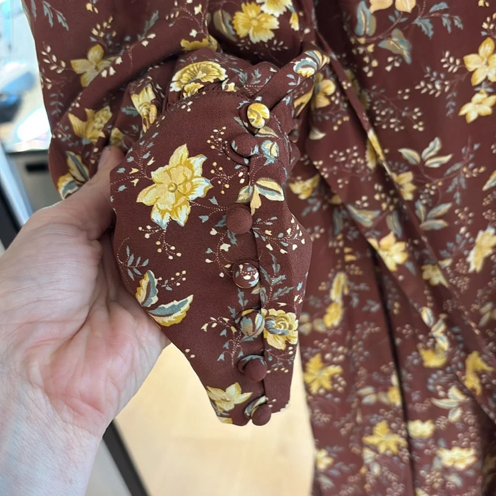 ALTERED EUC Doen Blossom Dress in Cherrywood Winding Floral Sz M - Picture 7 of 9